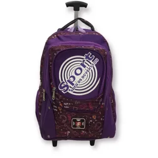 Mochila juvenil e adulto com rodinhas e alças de costas - preta listras brancas