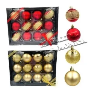 Enfeite Natalino Glitter Bolas Decoradas Kit 6cm - 12UNI / 24UNI / 36UNI - 36 Dourado - P21403(3BOX)
