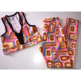 Conjunto de treino feminino suplex calça legging e top cropped telinha - Estampa variada