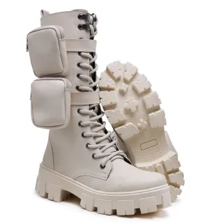 Bags Removíveis Off White - Bota Coturno Cano Longo Alto - 36