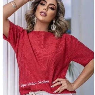 Tricô Manga Curta Blusa C/Elastano - Roxo