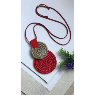 Mandala Dupla Maxi Colar Colorido Artesanal de Corda Náutica - 48. Azul Noite/Chevron