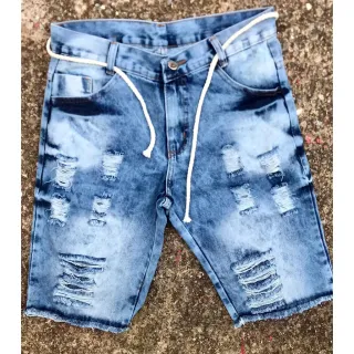 Atacado Bermudas Masculina Jeans Rasgada Desfiada Kit - 40