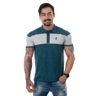 Polo Masculina Algodão Poliéster Polo PA - Branco com Marinho