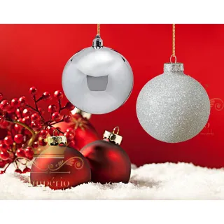 Promoção: Kit Natal Mista Vermelha Prata - 60 Bolas Lisa Fosca Glitter - Único