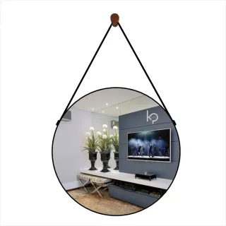 Adnet Espelho Decorativo com Alça em Tamanhos Variados: 60CM, 45CM e 30CM - MARROM 45CM