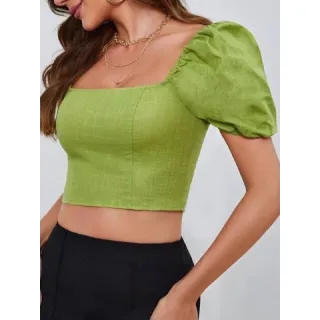 Ciganinha Feminina Cropped de Amarrar nas Costas - Marrom