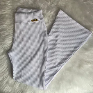 Malha Canelada 3D Flare Calça Adulto - Azul