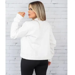 Feminina Off White Jaqueta Plus Size - G2
