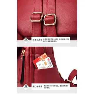 Mochila Média Feminina de Couro Sintético 