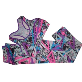 Calça Legging e Top Fitness Feminino - Conjunto Suplex Poliéster - CT 169