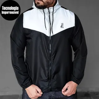 Corta Vento Masculino com Forro no Capuz e Cordão de Ajuste - Vermelha com Preta