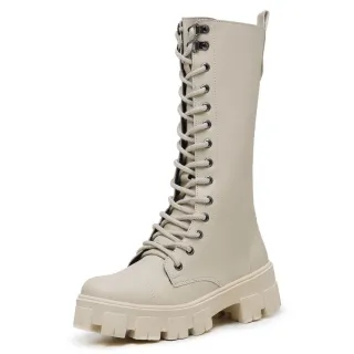Feminina Bota Coturno Alto Cano Longo Off White - 40