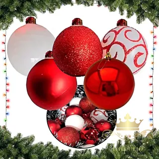 Promoção - Kit 40 Bolas de Natal Luxo Grande Mista Vermelha e Rose Dourada - Dourada rose