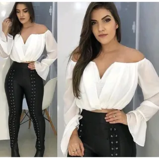 Cirre Skinny calça ilhós - Preto