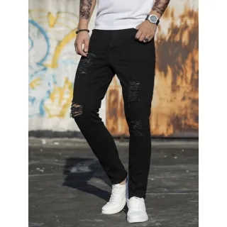 Ótima Qualidade Calça Masculina Skinny Preta Rasgado Elastano 36/48 - preta lise