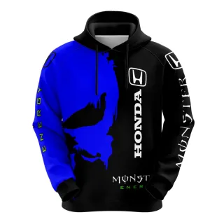 Moletom Honda Monster Skull Masculino - Uniforme Moto Gp - Vermelho