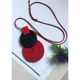 Mandala Dupla Maxi Colar Colorido Artesanal de Corda Náutica - 48. Azul Noite/Chevron