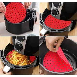 Protetor Universal de Silicone para Air Fryer - Redondo/Quadrado - REDONDO VERMELHO