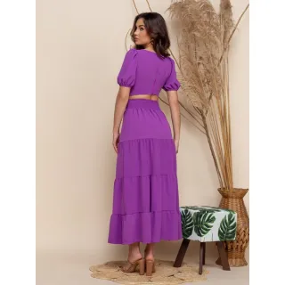 Blusinha princesa conjunto feminina saia longa - Azul acinzentado