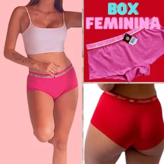 Kit Roupa Intima Feminina: 3 Calcinhas Box Boxer de Microfibra com Forro de Algodão - M