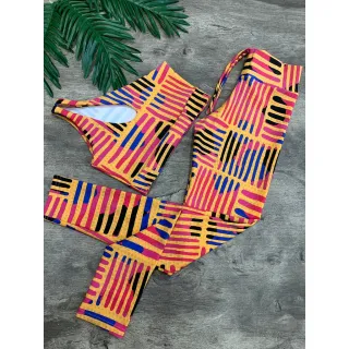 Calça Legging e Top de Um Ombro - Conjunto Fitness - Zebra