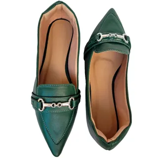 Sandália Feminina Casual Conforto Mocassim Rasteira Preto e Verde - Preto