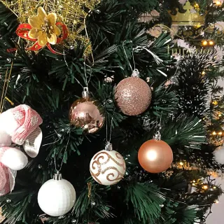 Promoção - Kit 40 Bolas de Natal Luxo Grande Mista Vermelha e Rose Dourada - Dourada rose