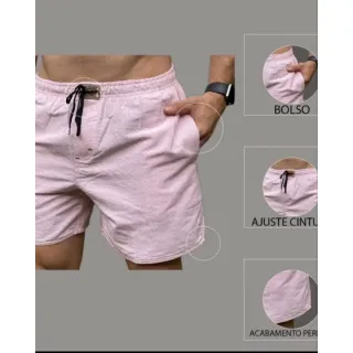 Short Ricardinho em algodão casual/ Bermuda brim - Laranja