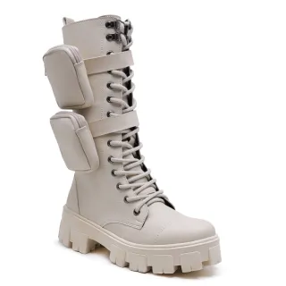 Bags Removíveis Off White - Bota Coturno Cano Longo Alto - 36