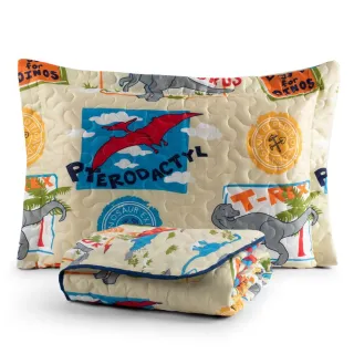 2 Peças Cobre Leito Infantil Solteiro Astronauta Azul Menino Menina - Vale dos Dinos