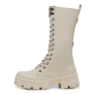 Feminina Bota Coturno Alto Cano Longo Off White - 40