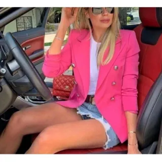 Casaco Social Feminino em Neoprene com Botões - Blazer Social - Vinho