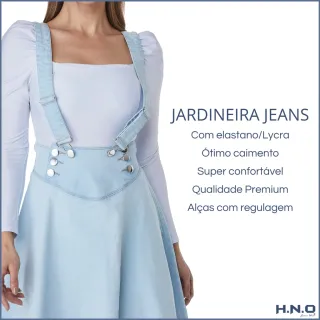 Salopete Jeans Feminino Premium - Jardineira Godê Delave - Azul Claro