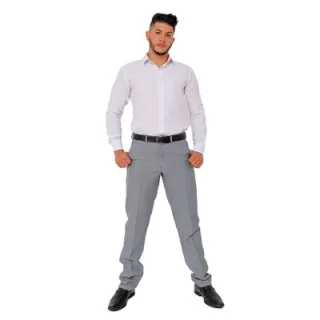 Cinza Claro Calça Social Masculina - Cinza