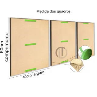 Quadros Decorativos Abstrato Colorido Mdf Flores Folhas Secas - Kit 3 Peças - 20X30CM