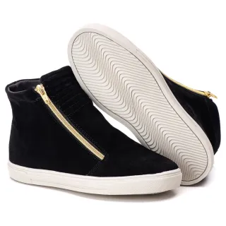 Bota Cano Alto Feminina Dourada com Zíper - Tênis 103 - 33