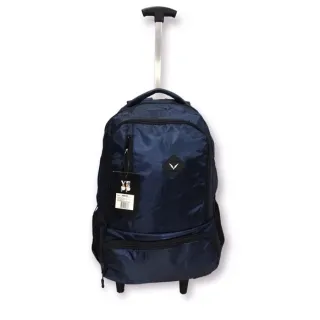 Mochila juvenil e adulto com rodinhas e alças de costas - preta listras brancas