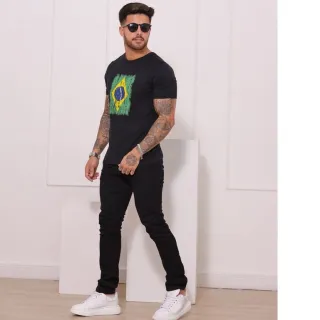 Camiseta Premium Masculina Brasil Seleção Brasileira 100% Algodão - GG