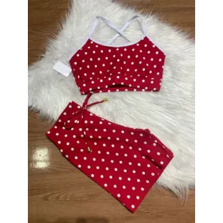 Conjunto Fitness Feminino Alcinha e Short com Cordinha - Rosa rosa bebê