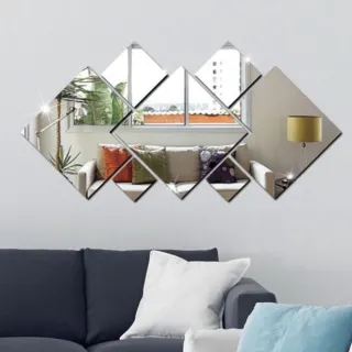 Promoção de Conjunto de Espelhos Quadrados em Acrílico Decorativo com 7 Peças P20 - Único
