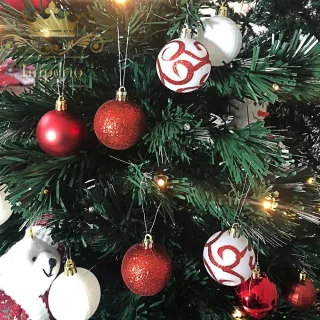 Promoção - Kit 40 Bolas de Natal Luxo Grande Mista Vermelha e Rose Dourada - Dourada rose