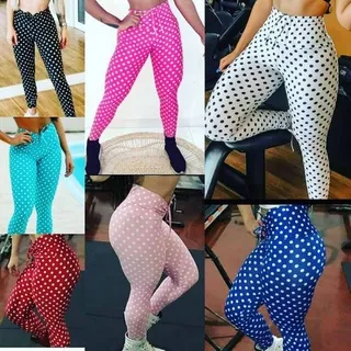 Roupa de academia Legging suplex poá: melhor opção para malhar - preto poa