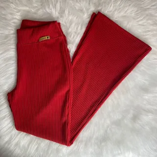 Malha Canelada 3D Flare Calça Adulto - Azul