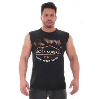 Estampada Camiseta Regata Masculina Verão Casual - BRANCO 2