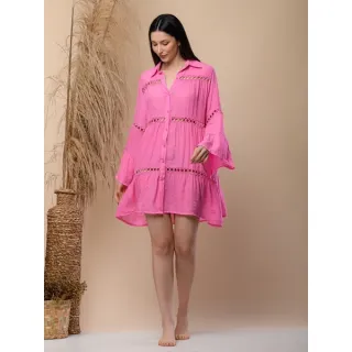 Praia Curta Manga Comprida Feminina - Botão26006 - Verde