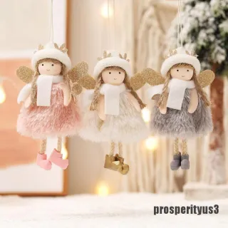 Decoração de Natal: Enfeite de Pelúcia Anjo/Rena/Boneco para Árvore - Cinza