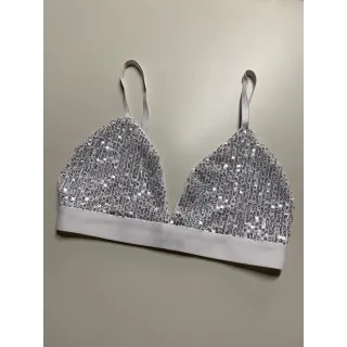 Top Cropped Feminino Paetê Brilho Tendência Blogueirinha 2022 - Vermelho