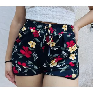 Moda Feminina Curto Soltinho Estampado/Liso Short - Vinho