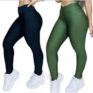 Fitness Feminina Legging Suplex Calças Kit 2 - Cinza